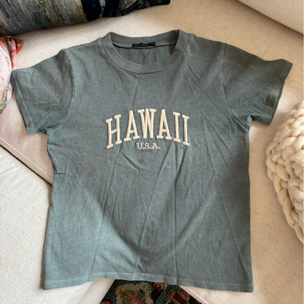 Brandy Melville Sage Green “Hawaii” Baby Tee